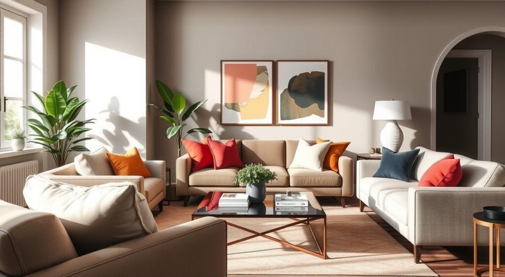 Living room with cohesive color palette