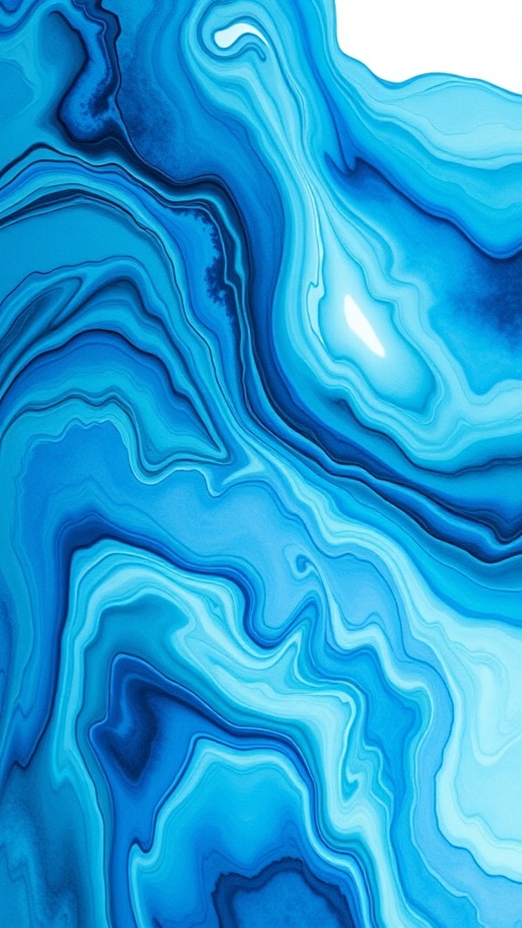 An abstract watercolor design featuring swirling shades of blue.